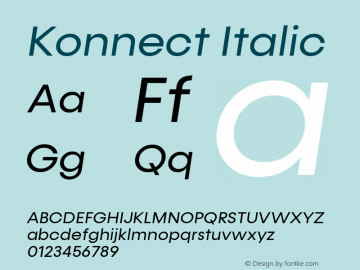 Konnect Italic Version 1.000;PS 001.000;hotconv 1.0.88;makeotf.lib2.5.64775;YWFTv17图片样张