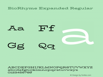 BioRhymeExpanded-Regular Version 1.000 Font Sample