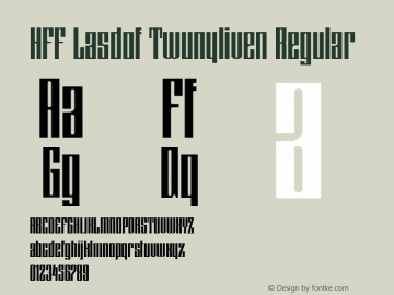 HFF Lasdof Twunyliven 2.019 | Free for personal, private and non-commercial use | fontfun@gmail.com图片样张