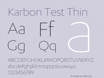 Karbon Thin Test Regular Version 1.1 Font Sample