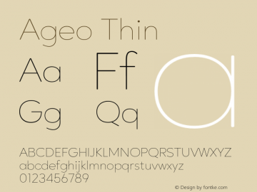 AgeoThin 2019;YWFTv17 Font Sample