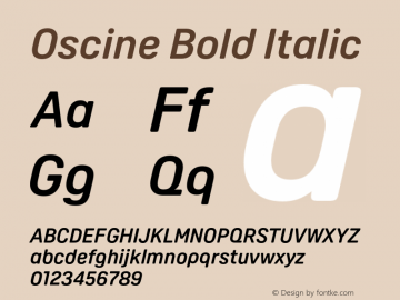 Oscine-BoldItalic Version 2.000 Font Sample