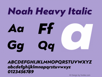 Noah Heavy Italic Version 1.000;PS 001.000;hotconv 1.0.88;makeotf.lib2.5.64775图片样张