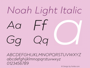 Noah Light Italic Version 1.000图片样张