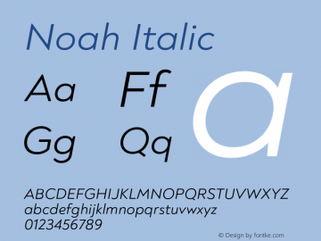 Noah Regular Italic Version 1.000;PS 001.000;hotconv 1.0.88;makeotf.lib2.5.64775图片样张