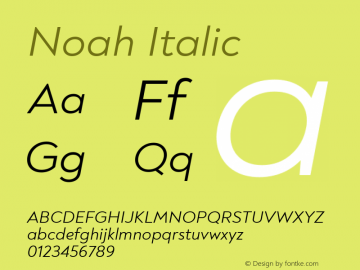 Noah Regular Italic Version 1.000; ttfautohint (v1.8)图片样张
