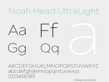 Noah Head UltraLight Version 1.000 Font Sample