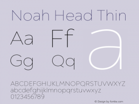 Noah Head Thin Version 1.000 Font Sample