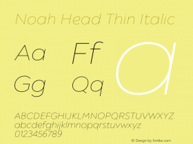 Noah Head Thin Italic Version 1.000;PS 001.000;hotconv 1.0.88;makeotf.lib2.5.64775 Font Sample