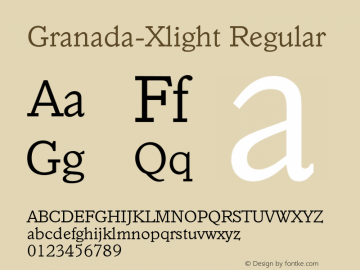 Granada-Xlight Regular 001.001 Font Sample