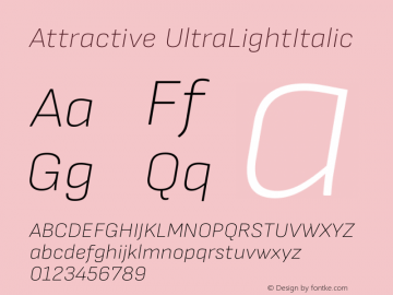 Attractive UltraLightItalic Version 3.001 Font Sample