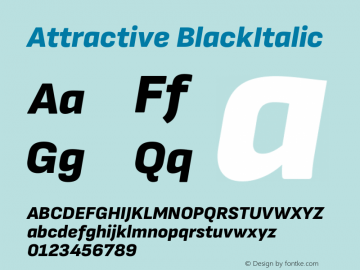 Attractive BlackItalic Version 3.001 Font Sample