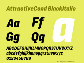 AttractiveCond BlackItalic Version 3.001 Font Sample