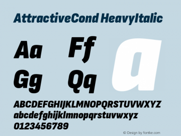 AttractiveCond HeavyItalic Version 3.001 Font Sample