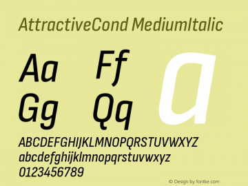 AttractiveCond MediumItalic Version 3.001图片样张