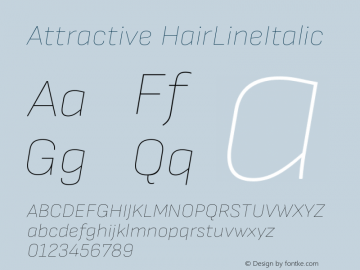 Attractive HairLineItalic Version 3.001 Font Sample