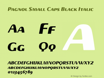 Pagnol-SmallCapsBlackItalic Version 1.000 Font Sample