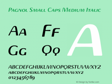 Pagnol-SmallCapsMediumItalic Version 1.000 Font Sample