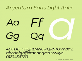 Argentum Sans Light Italic Version 5.001;February 15, 2019;FontCreator 11.5.0.2425 64-bit Font Sample