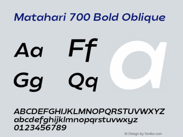 Matahari-700BoldOblique Version 1.000;YWFTv17 Font Sample