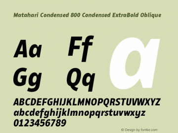 Matahari Condensed 800 Cn XB Ob Version 1.000;YWFTv17 Font Sample