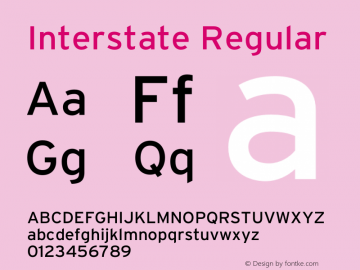 Interstate-Regular Version 1.000;PS 001.000;hotconv 1.0.38 Font Sample