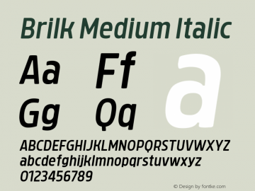 Brilk Medium Italic Version 1.000;YWFTv17 Font Sample