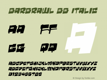 BarBrawlBB-Italic Version 1.000 2003 initial release图片样张