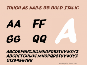 ToughAsNailsBB-BoldItalic Version 1.000 Font Sample