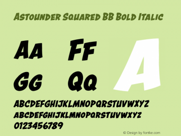 AstounderSquaredBB-BoldItalic Version 1.000 Font Sample