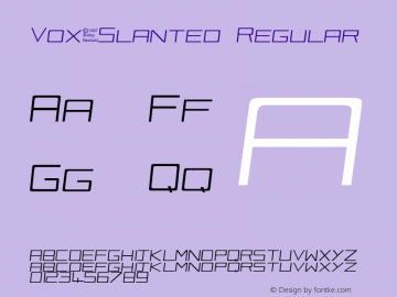 Vox-Slanted Regular Unknown Font Sample