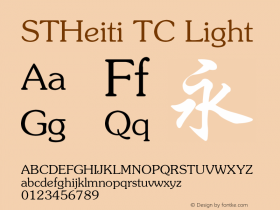 STHeiti TC Light 6.1d10e1 Font Sample