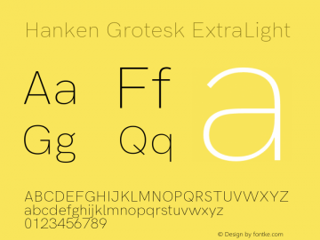 Hanken Grotesk ExtraLight Version 1.045;PS 001.045;hotconv 1.0.88;makeotf.lib2.5.64775 Font Sample