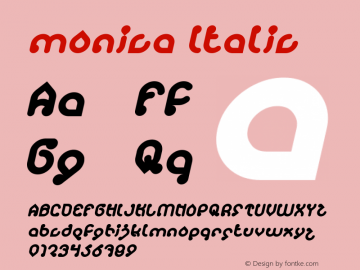 monica Italic Version 1.00;January 18, 2019;FontCreator 11.5.0.2430 64-bit Font Sample