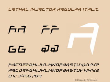 Lethal Injector Regular Italic Version 2.00;February 16, 2019;FontCreator 11.5.0.2427 32-bit Font Sample