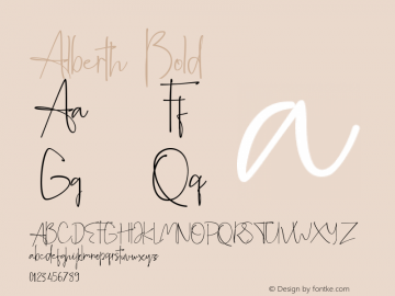 Alberth Bold Version 1.00;February 9, 2019;FontCreator 11.5.0.2430 32-bit图片样张