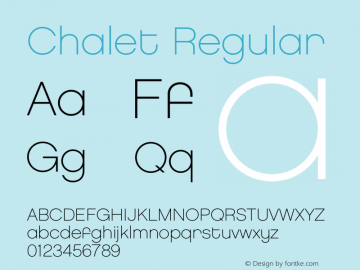 Chalet Regular Version 1.000;PS 001.000;hotconv 1.0.38 Font Sample