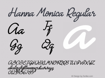 Hanna Monica Version 1.00;February 20, 2019;FontCreator 11.5.0.2427 64-bit图片样张