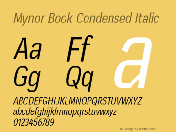 Mynor Book Condensed Italic Version 001.000 January 2019;YWFTv17图片样张