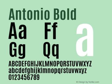 Antonio Bold Version 1 ; ttfautohint (v0.94.20-1c74) -l 8 -r 50 -G 200 -x 0 -w 