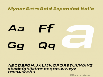 Mynor ExtraBold Expanded Italic Version 001.000 January 2019;YWFTv17图片样张