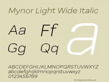 Mynor Light Wide Italic Version 001.000 January 2019;YWFTv17 Font Sample