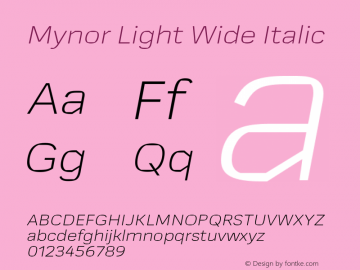 Mynor-LightWideItalic Version 001.000 January 2019;YWFTv17 Font Sample