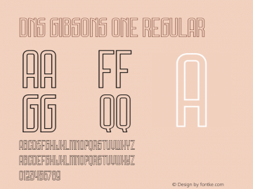 DNS Gibsons One Semi Bold Outline Version 1.000 Font Sample