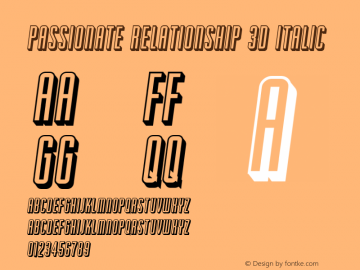 Passionate Relationship 3D Italic Version 1.000 Font Sample