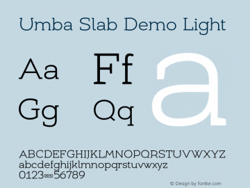 Umba Slab Demo Light Version 2.000;PS 002.000;hotconv 1.0.88;makeotf.lib2.5.64775 Font Sample