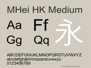 MHei HK Medium  Font Sample
