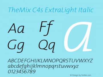 TheMixC4s-ExtraLightItalic Version 2.000图片样张