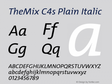 TheMixC4s-PlainItalic Version 2.000 Font Sample