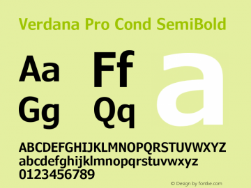 VerdanaPro-CondSemiBold Version 6.010 Font Sample